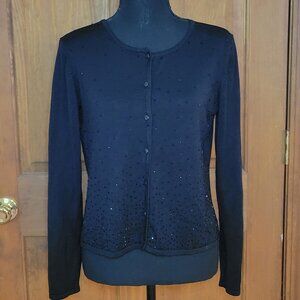Gianni 100% Silk Black Cardigan Sweater Size Medium